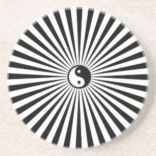 Yin-Yang Sun Rad-Schwarz/Weiß Getränkeuntersetzer