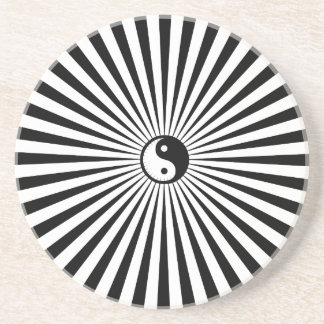 Yin-Yang Sun Rad-Schwarz/Weiß Getränkeuntersetzer