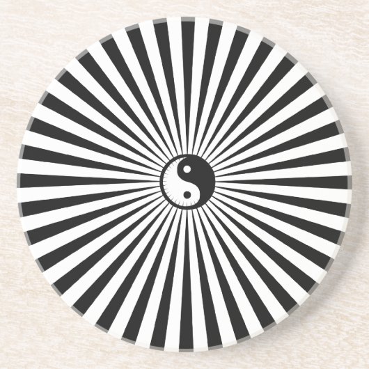 Yin-Yang Sun Rad-Schwarz/Weiß Getränkeuntersetzer (Vorne)
