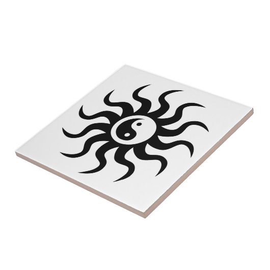 Yin-Yang Sun-Schwarz/Weiß Fliese (Seite)