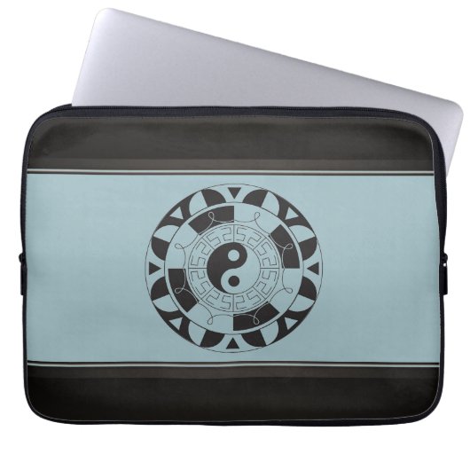 Yin Yang Symbol auf Blau Laptopschutzhülle (Vorderseite)