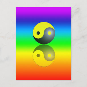 Yin & Yang Symbol auf Chakra Farben Motiv 1 Postkarte