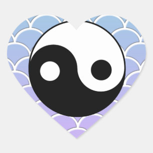 Yin Yang Symbol auf Wave Background Herz-Aufkleber