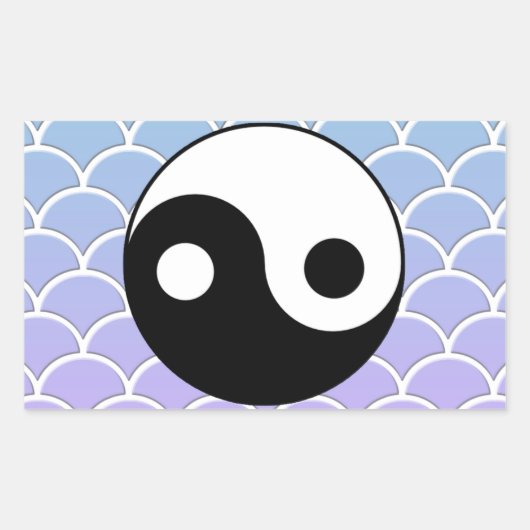 Yin Yang Symbol auf Wave Background Rechteckiger Aufkleber (Vorderseite)
