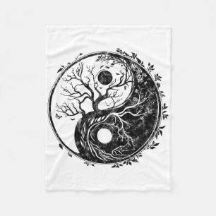 Yin Yang Symbol, Baum des Lebens, Tai Chi, Qigong, Fleecedecke