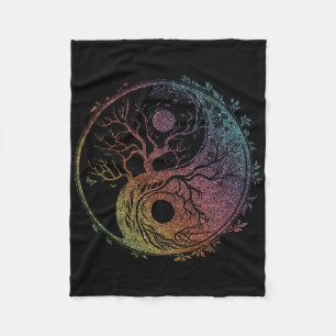 Yin Yang Symbol, Baum des Lebens, Tai Chi, Qigong, Fleecedecke