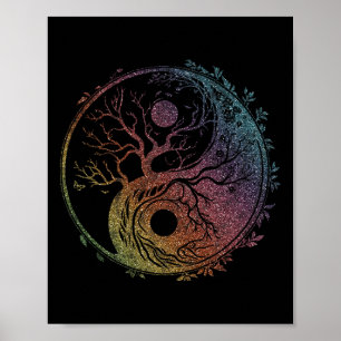 Yin Yang Symbol, Baum des Lebens, Tai Chi, Qigong, Poster