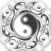 Yin & Yang Symbol Black and White Tattoo Style Aufkleber (Vorderseite)