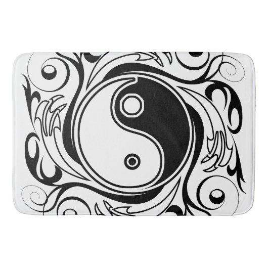 Yin & Yang Symbol Black and White Tattoo Style Badematte (Vorderseite)