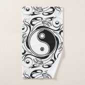 Yin & Yang Symbol Black and White Tattoo Style Badhandtuch Set (Handtuch)