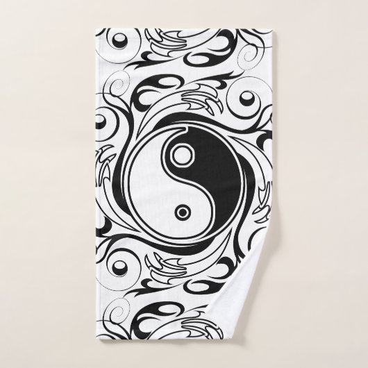 Yin & Yang Symbol Black and White Tattoo Style Badhandtuch Set (Handtuch)