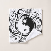 Yin & Yang Symbol Black and White Tattoo Style Badhandtuch Set (Waschlappen)