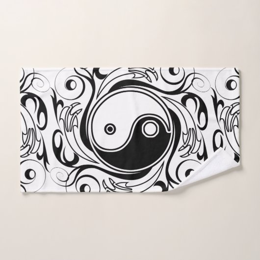 Yin & Yang Symbol Black and White Tattoo Style Badhandtuch Set (Handtuch)
