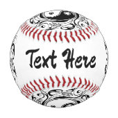 Yin & Yang Symbol Black and White Tattoo Style Baseball (Rückseite)