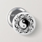 Yin & Yang Symbol Black and White Tattoo Style Button (Vorne & Hinten)