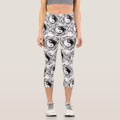 Yin & Yang Symbol Black and White Tattoo Style Capri Leggings (Vorderseite)