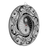 Yin & Yang Symbol Black and White Tattoo Style Dartscheibe (Vorderseite Links)