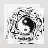 Yin & Yang Symbol Black and White Tattoo Style Einladung (Vorne/Hinten)