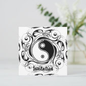 Yin & Yang Symbol Black and White Tattoo Style Einladung (Stehend Vorderseite)