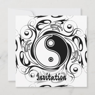 Yin & Yang Symbol Black and White Tattoo Style Einladung