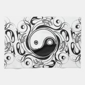Yin & Yang Symbol Black and White Tattoo Style Geschirrtuch (Horizontal)