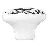 Yin & Yang Symbol Black and White Tattoo Style Keramikknauf (Seitenansicht)