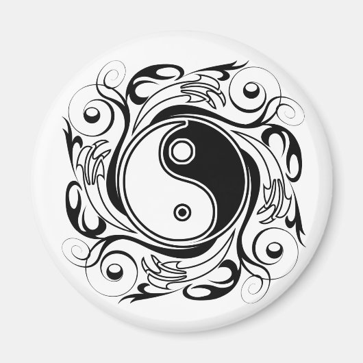 Yin & Yang Symbol Black and White Tattoo Style Magnet (Vorne)