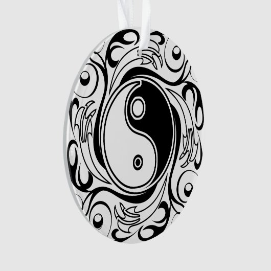 Yin & Yang Symbol Black and White Tattoo Style Ornament (Vorderseite)