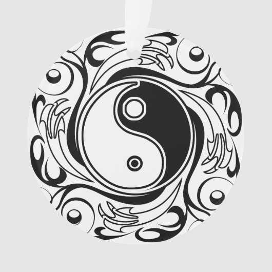 Yin & Yang Symbol Black and White Tattoo Style Ornament (Vorderseite)