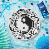 Yin & Yang Symbol Black and White Tattoo Style Pappteller (Party)