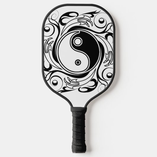 Yin & Yang Symbol Black and White Tattoo Style Pickleball Schläger (Vorderseite)