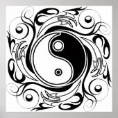 Yin & Yang Symbol Black and White Tattoo Style Poster (Vorne)
