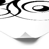 Yin & Yang Symbol Black and White Tattoo Style Poster (Ecke)