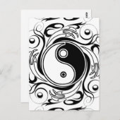 Yin & Yang Symbol Black and White Tattoo Style Postkarte (Vorne/Hinten)