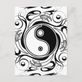 Yin & Yang Symbol Black and White Tattoo Style Postkarte (Vorderseite)