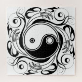Yin & Yang Symbol Black and White Tattoo Style Puzzle (Horizontal)
