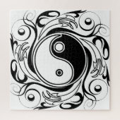 Yin & Yang Symbol Black and White Tattoo Style Puzzle (Vertikal)