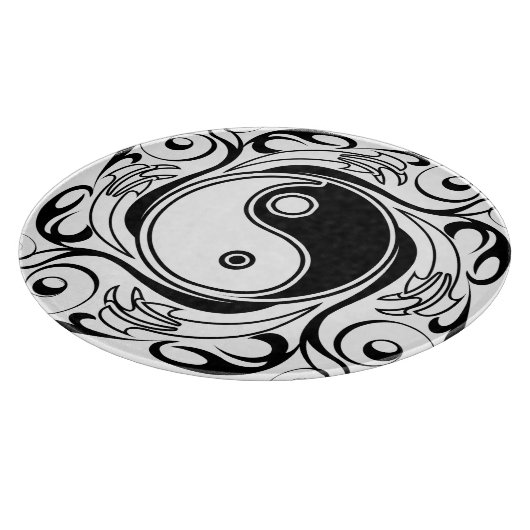 Yin & Yang Symbol Black and White Tattoo Style Schneidebrett (Ecke)