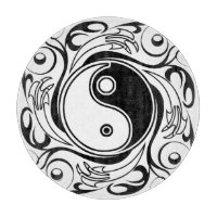 Yin & Yang Symbol Black and White Tattoo Style