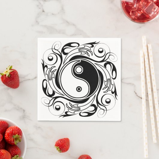 Yin & Yang Symbol Black and White Tattoo Style Serviette (Beispiel)