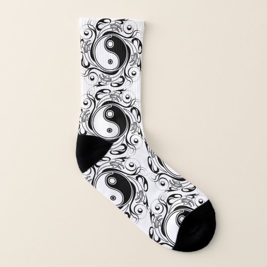 Yin & Yang Symbol Black and White Tattoo Style Socken (Rechts - Außen)
