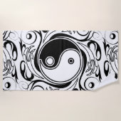 Yin & Yang Symbol Black and White Tattoo Style Strandtuch (Vorderseite)