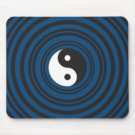 Yin Yang Symbol Blue Concentric Circles Ripples Mousepad (Vorne)