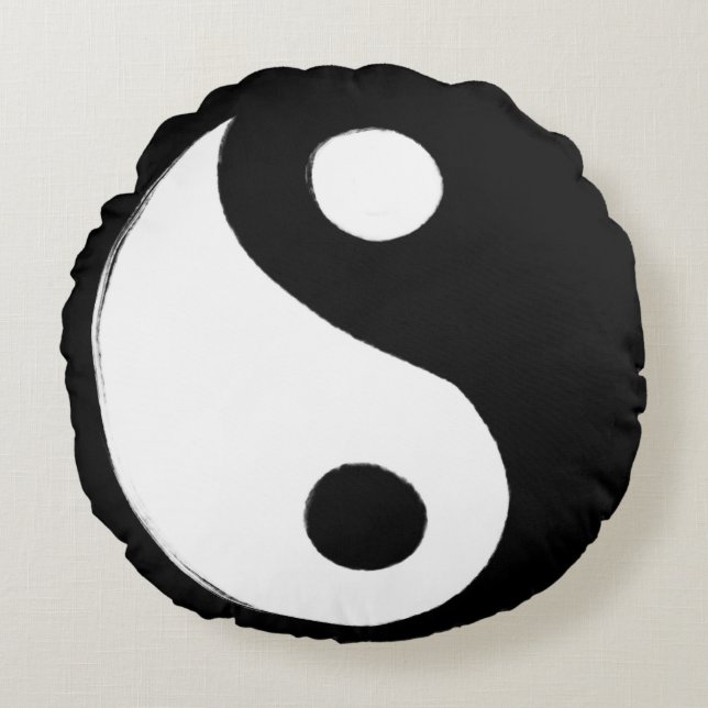 Yin Yang Symbol Dark and Light Rundes Kissen (Vorderseite)