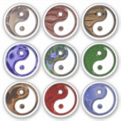 Yin Yang Symbol Glass Texture Set von 9 Aufkleber (Vorderseite)