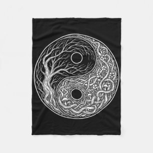 Yin Yang Symbol Lebensbaum, Tai Chi, Qigong, Yog Fleecedecke