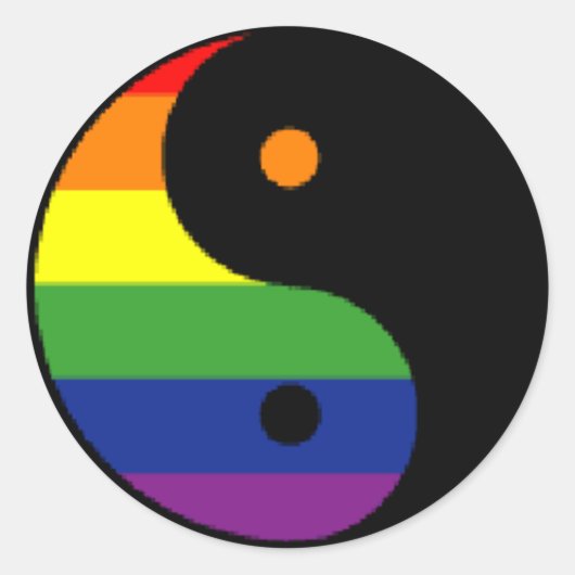 Yin-Yang-Symbol-Rainbow Runder Aufkleber (Vorderseite)