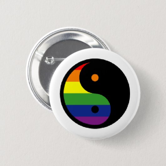 Yin-Yang-Symbol-Regenbogen Button (Vorne & Hinten)