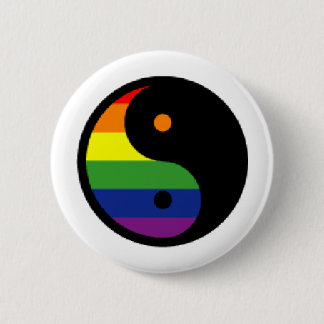 Yin-Yang-Symbol-Regenbogen Button