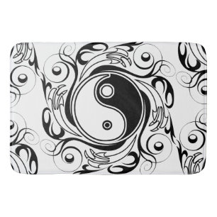 Yin & Yang-Symbol Schwarz-Weiß-Tätowierstil Badematte